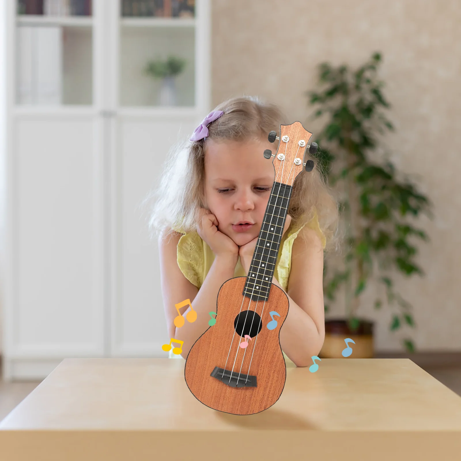 

Guitar Four String Ukulele Adults Fret Board Stringed Instrument Soprano for Beginners Aldult Kids Concert Acoustic Child