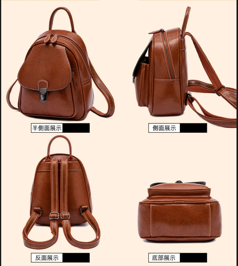 Fashion Women's Bag 2023 New Genuine Leather Women's Bag Retro Academy iPad Computer Women's Backpack Waterproof Backpack