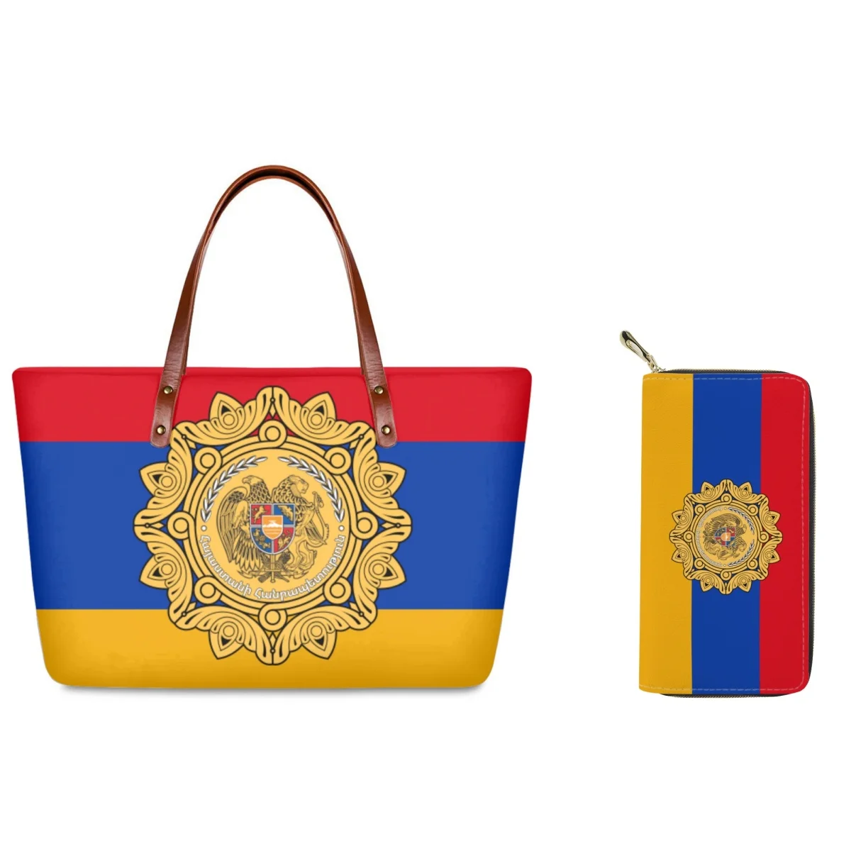 

FORUDESIGNS Armenia Flag Women's Handbag Fashion 2Pcs/Set Wallet Large Capacity Tote Bags Shopping Cosmetic Luxury Bags