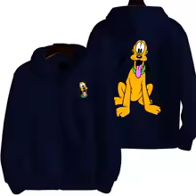 Pluto Men Cartoon Double Sided Zip Hoodie