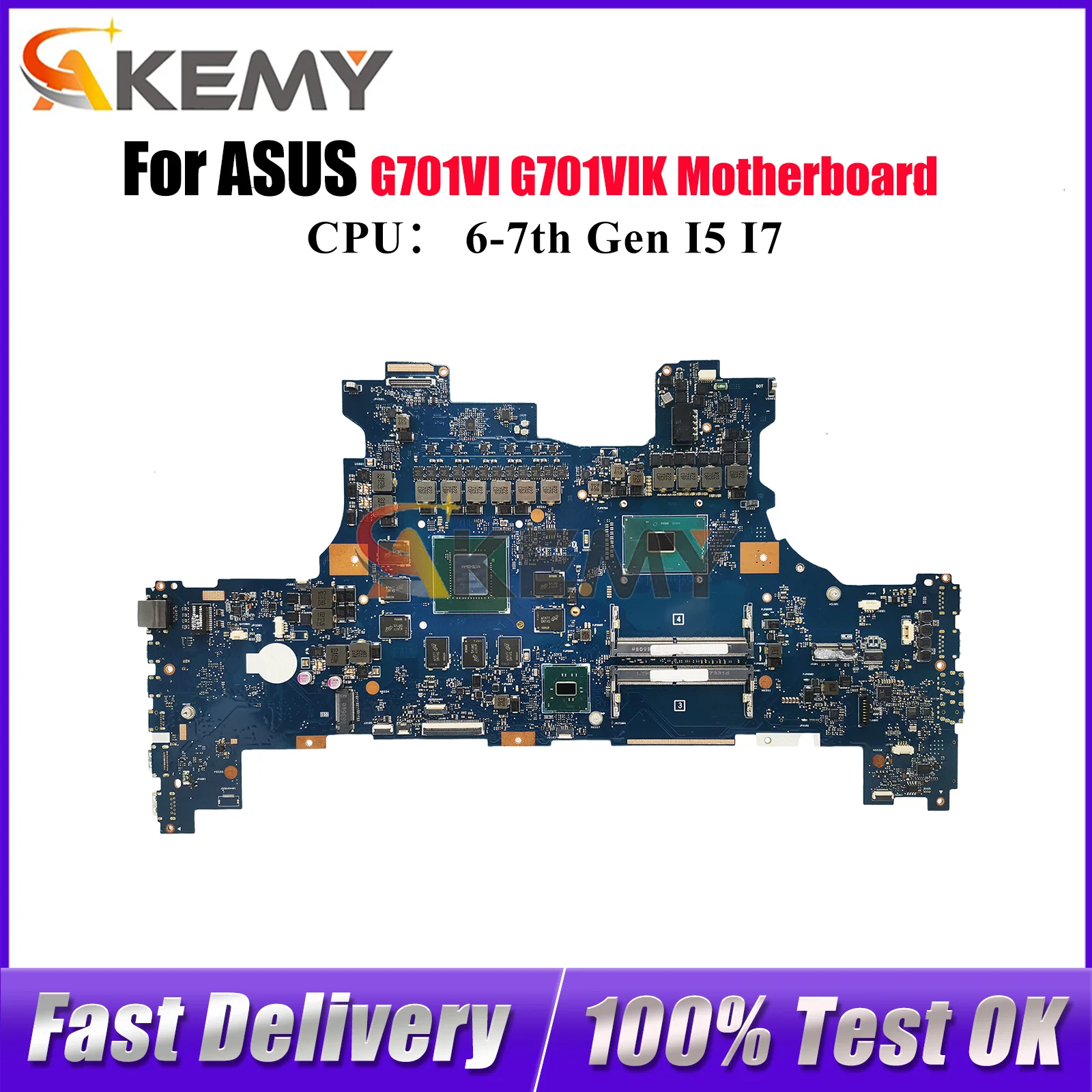

G701VI Laptop Motherboard For ASUS ROG G701VI G701VIK G701V Notebook Mainboard With I5 I7 CPU 100% tests OK fast shipping stk