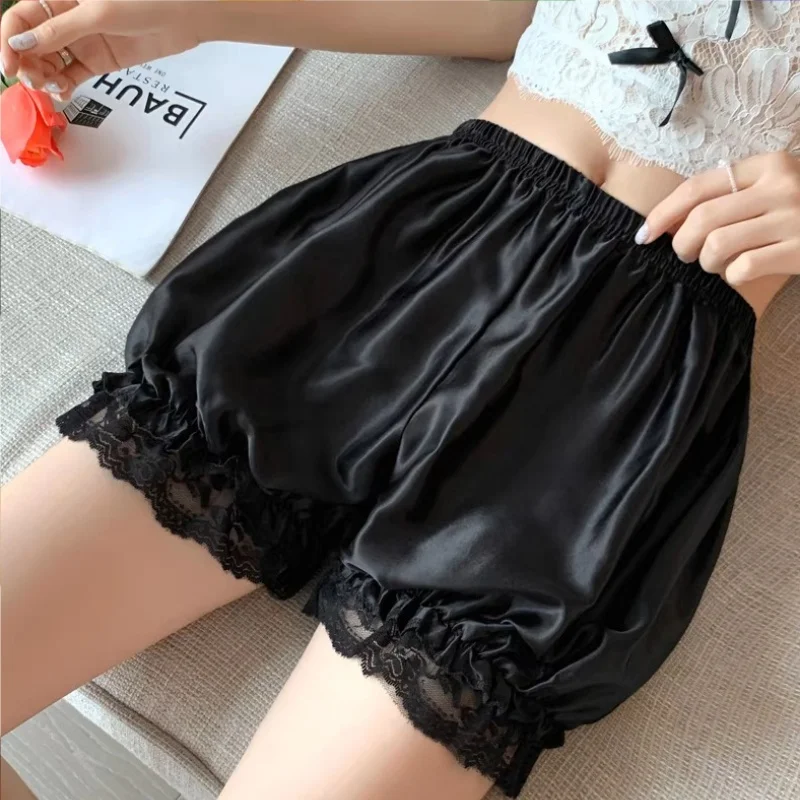 Japanese Style Lantern Safety Pants For Woman Lace Lace Pumpkin Pants Imitation Silk Safety Short Pants Girls Pettipants