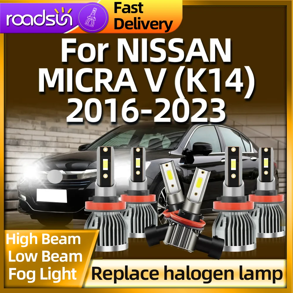 Roadsun 12V LED Bulbs Truck Front Lights H8 H9 H11 Lamp 110W For NISSAN MICRA 5 (K14) 2016 2017 2018 2019 2020 2021 2022 2023