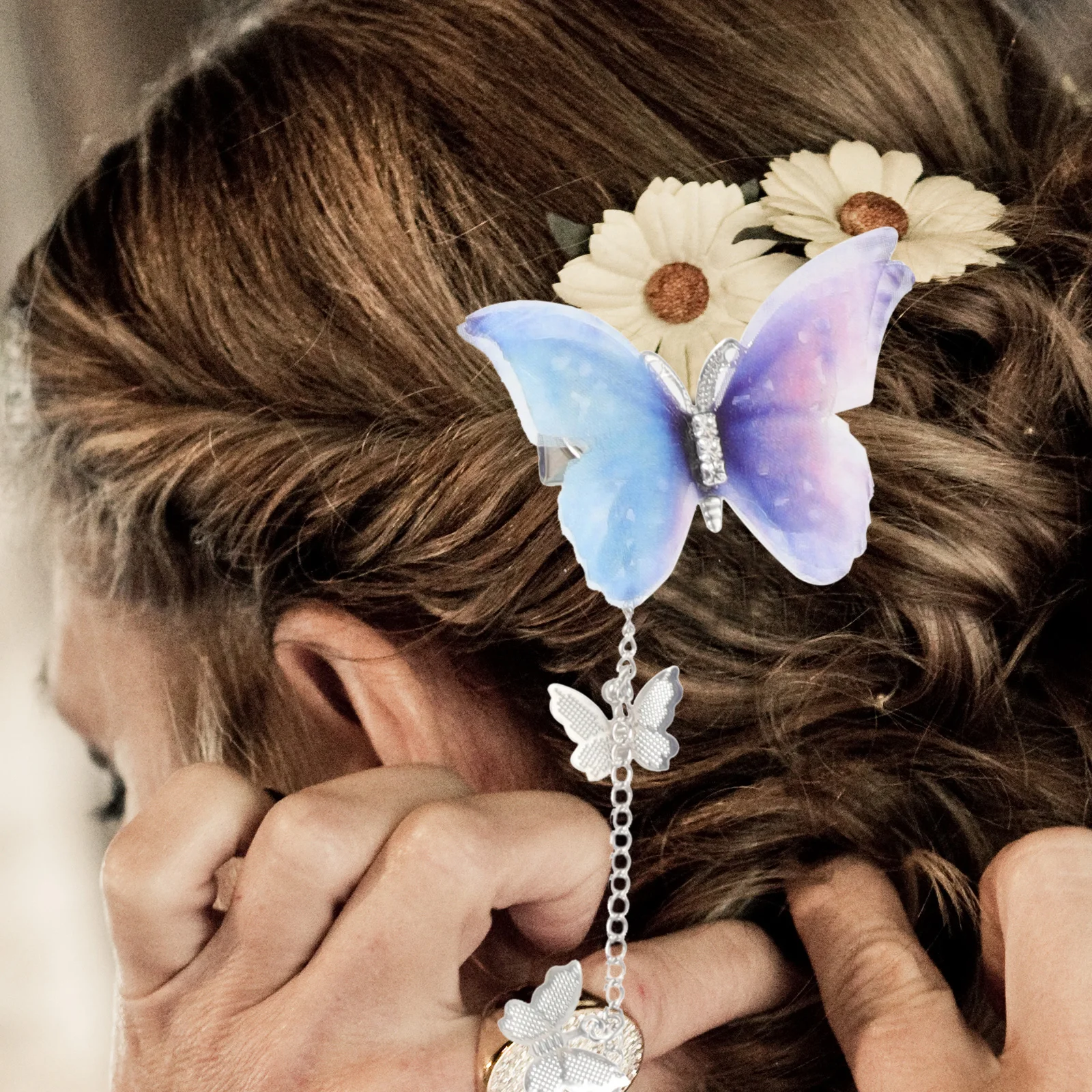4pcs Butterfly Tassel Hair Clips Metal Lightweight Decorative Pins For Women Girls Fine Hair Party Wedding Accessories Durable