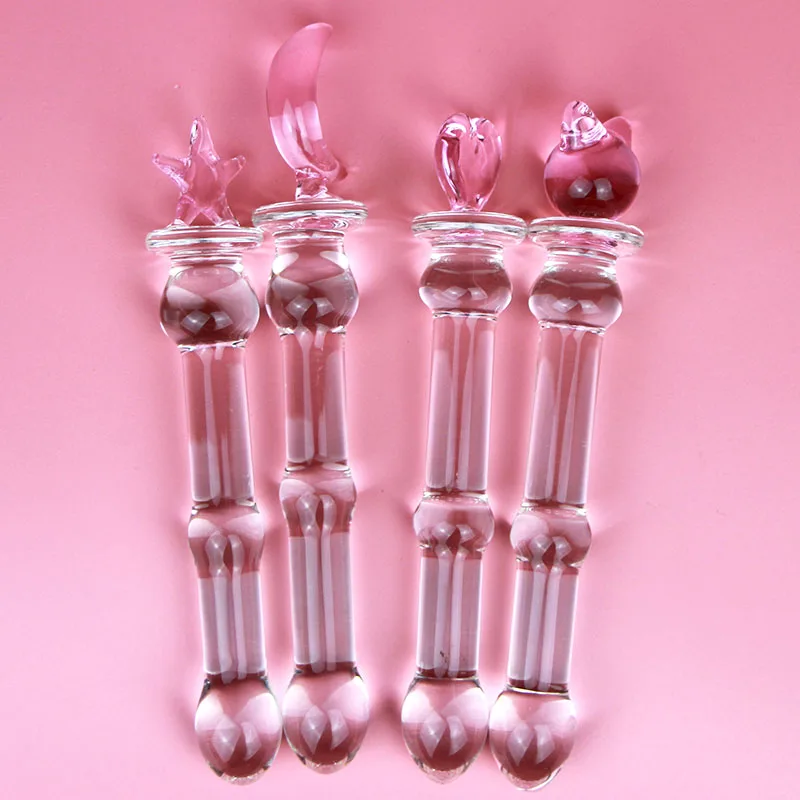 Anal Beads Pink Heart Butt Plug Glass Dildo Vaginal and  Stimulation   Sex Toys for Women