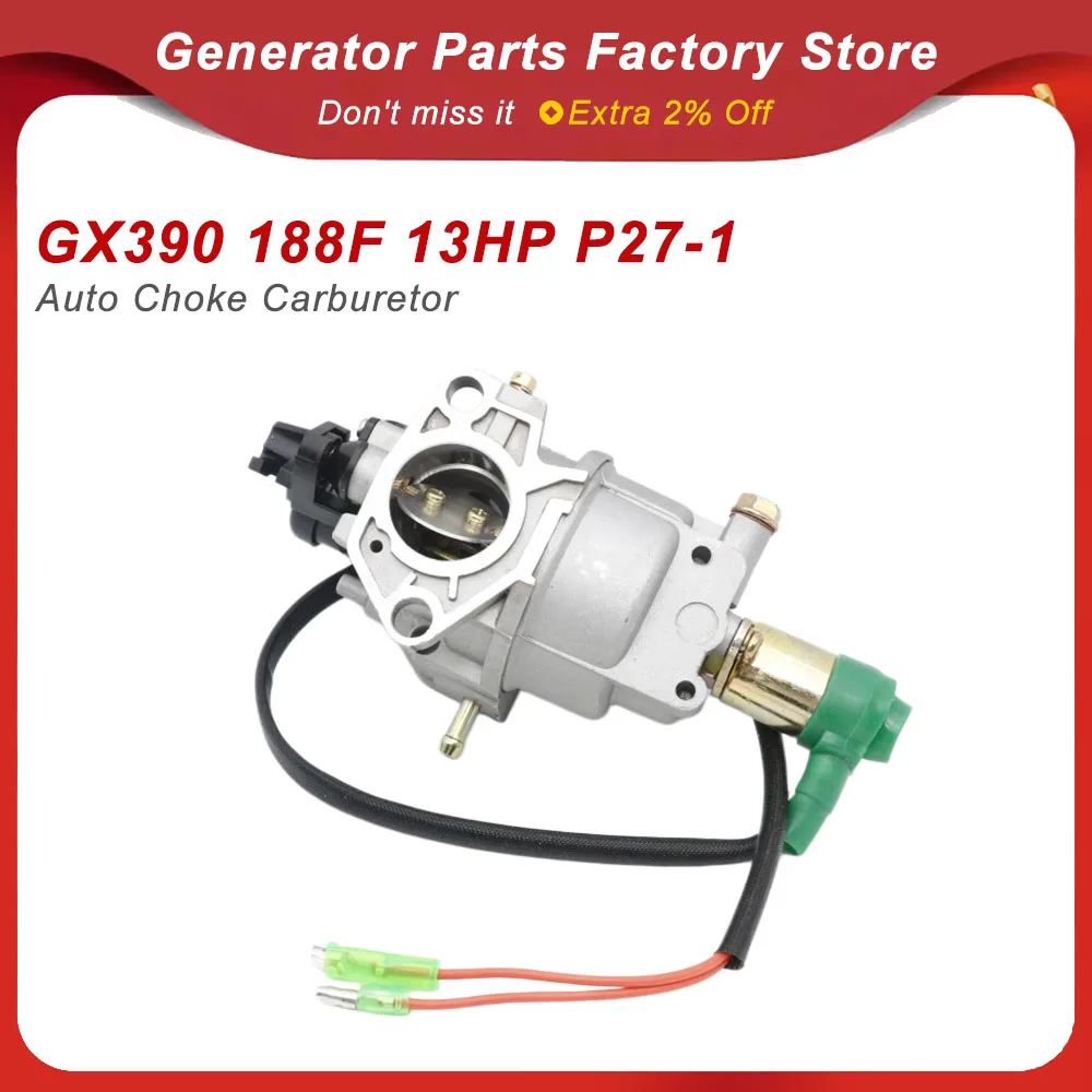 P27-1 Auto Choke Carburetor for GX390 188F 13HP 5KW Generator Engine 16100-Z5L-F11 16100-Z5R-743 Carb Assy