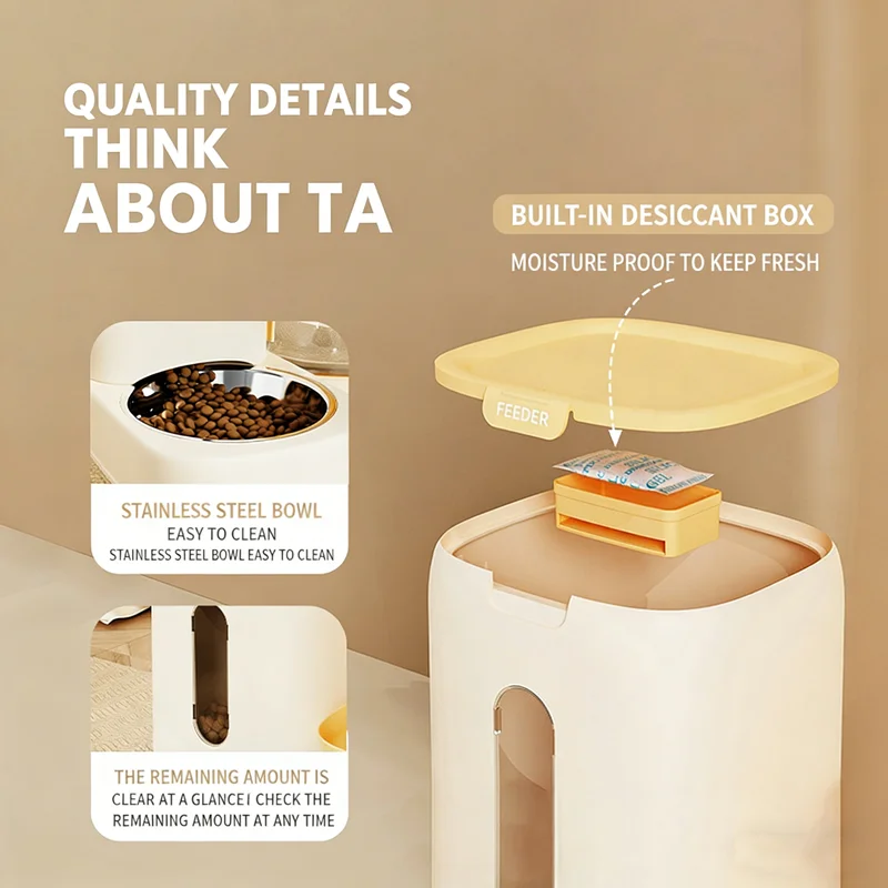 自動ペットフィーダーと水飲みボウルのコンボセット ステンレス - Automatic Pet Feeder Dual Bowl Stainless のレビューと価格