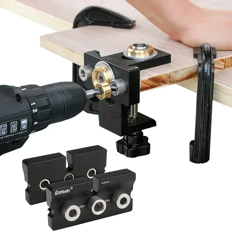 Woodworking 3 in 1 Doweling Jig Kit -Adjustable Wood Dowel Punch Locator Aluminum Pocket Hole Jig, Cabinet Hole Drill Guide Tool