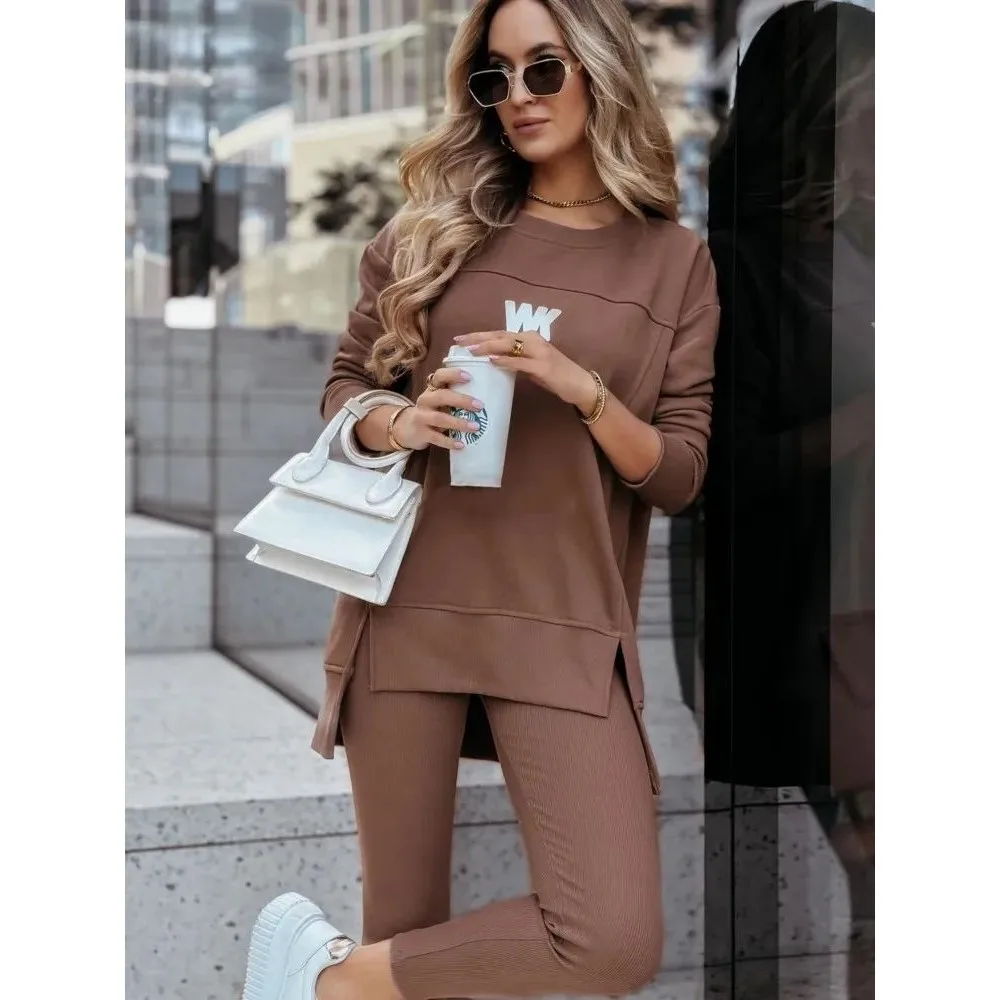 

Women's Autumn Sports Suit 2-Piece Set Pencil Pants Sweatshirt Fashionable Winter Outfit Female Students Work Uniform
