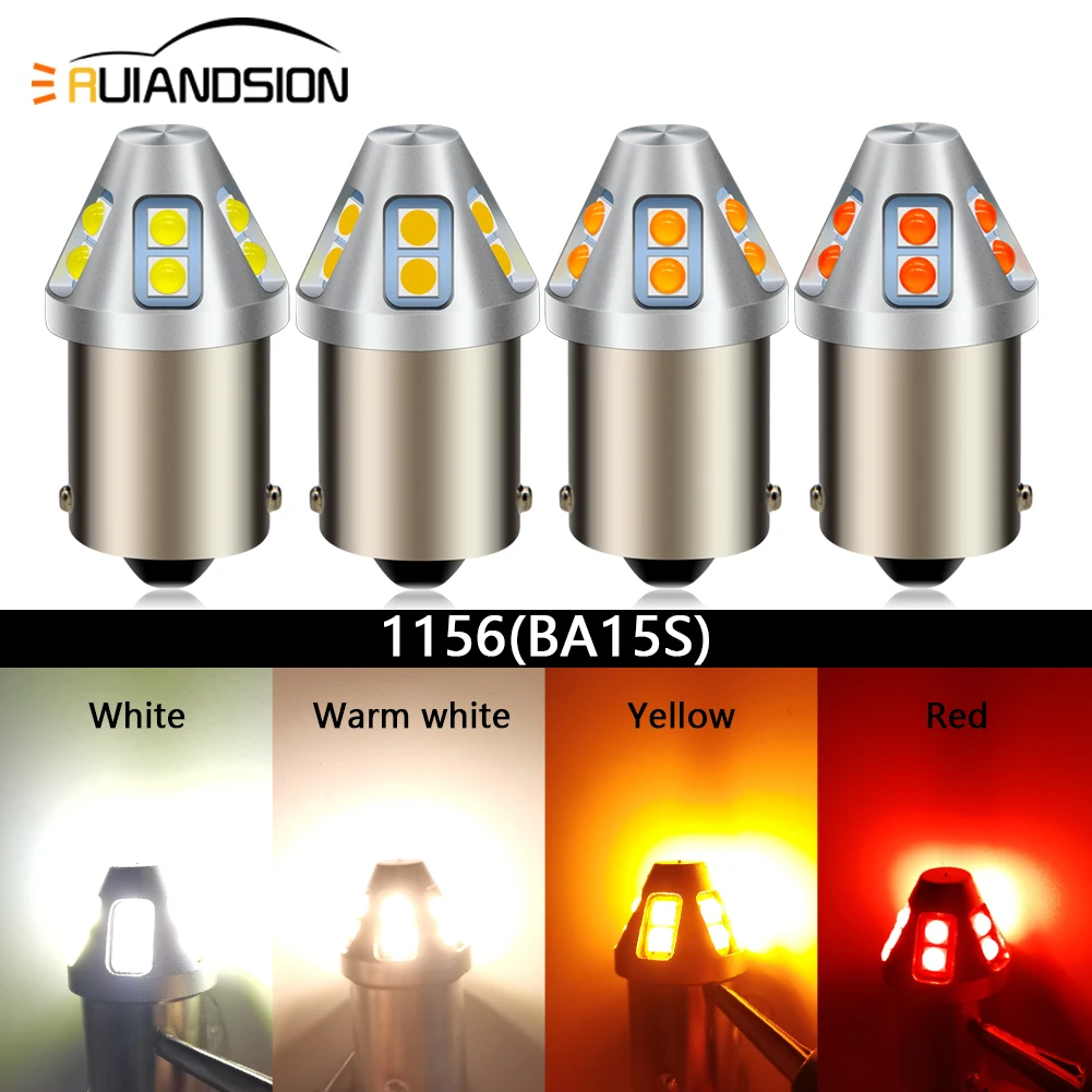 RUIANDSION 2x 1156 BA15S P21W LED Bulbs Reverse LampTurn Signal Light White Red Amber 6V 12V 24V 48V 60V