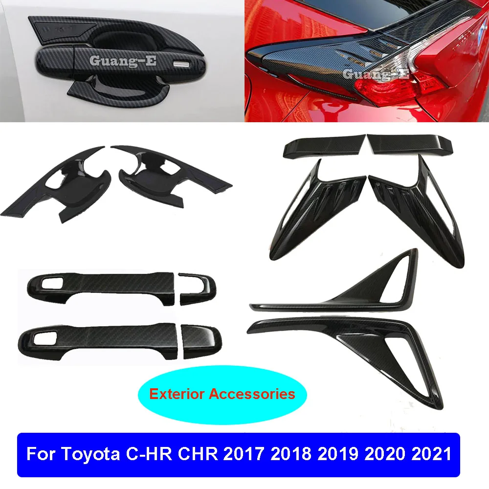 

Внешние аксессуары для Toyota C-HR CHR 2017 2018 2019 2020 2021, дверная чаша из углеродного волокна, ручка заднего противотуманного фонаря, накладка на рамку
