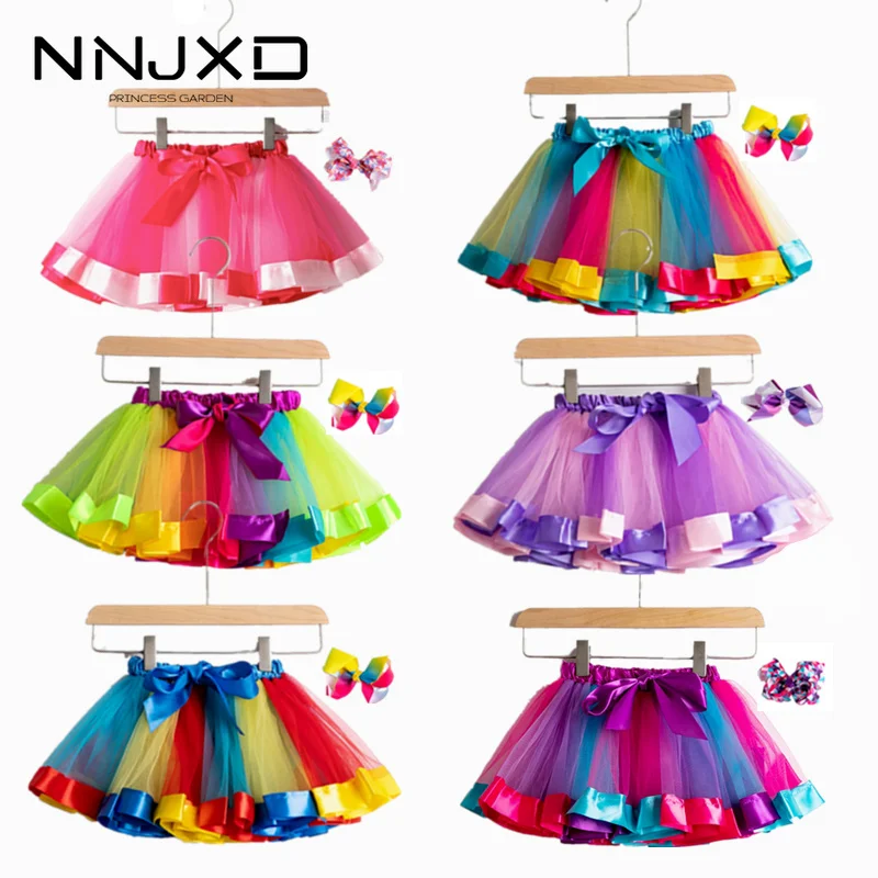 2023 New Tutu Skirt Baby Girl Clothes 12M-8Yrs Colorful Mini Pettiskirt Girls Party Dance Rainbow Tulle Skirts Children Clothing