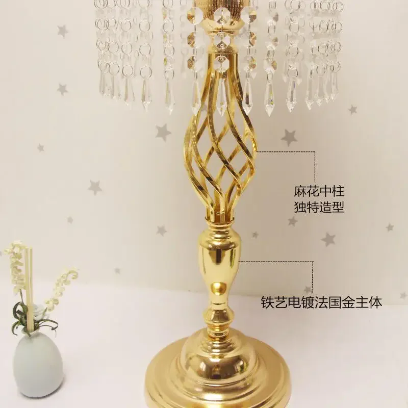 Wedding candlestick T table ornament European romantic dining table welcome area flower plate wrought iron crystal road guide we