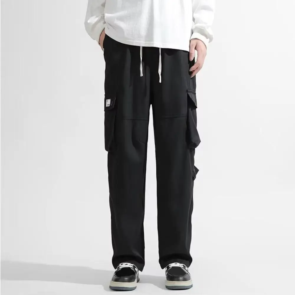 Casual joggingbroek met wijde pijpen en trekkoord Y2K Multi-zakken Baggy cargobroek Hoog getailleerde oversized heren joggingbroek Streetwear