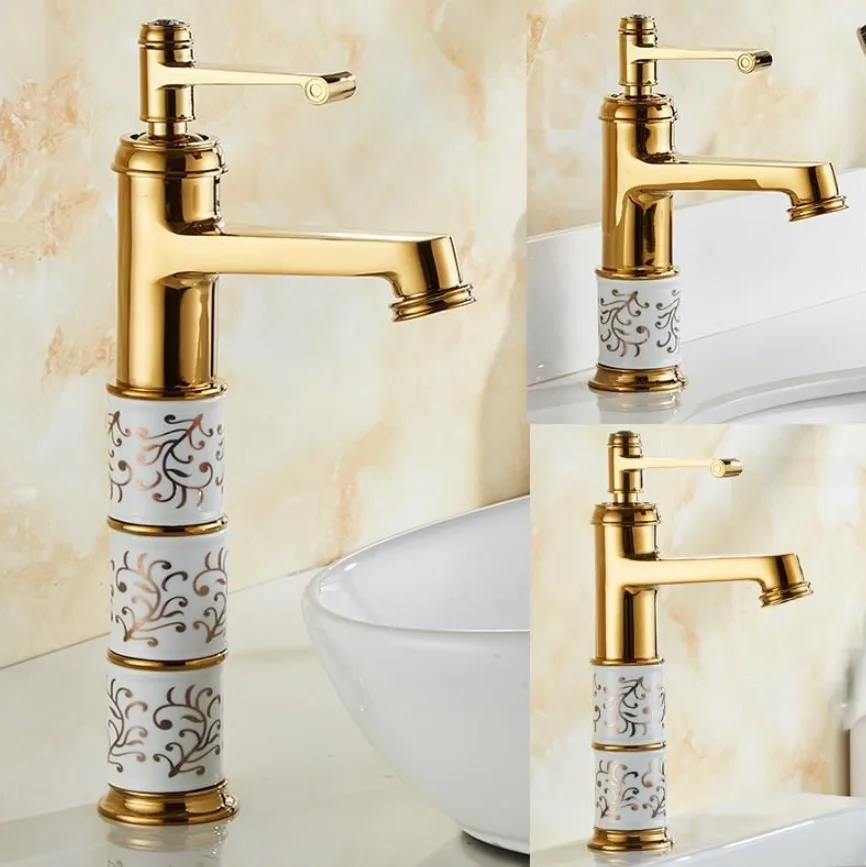 

Gold-plated faucet, individual, simple, Nordic art style, healthy, fashionable, high-end, tall basin, bathroom, hot and cold