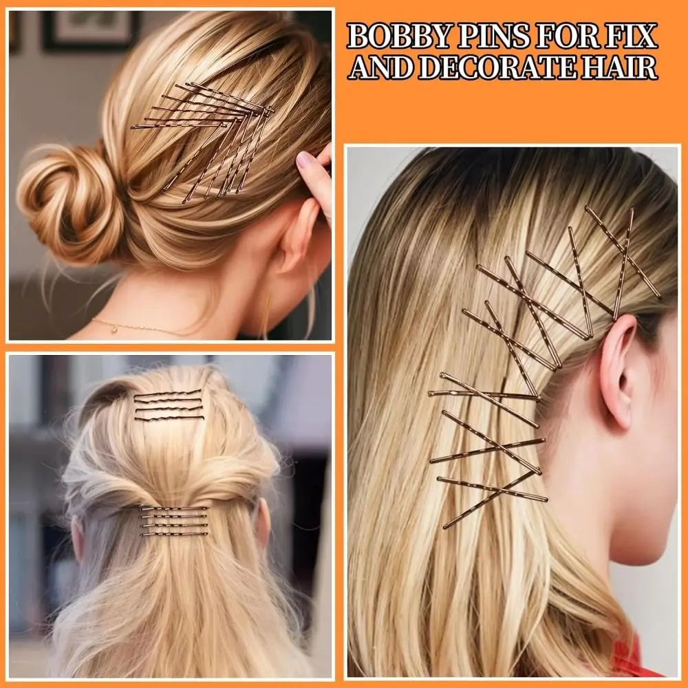 300Pcs Black ‌Women's Bobby Pins U-Shape Pins Non Slip Hair Styling Accessories with Box Simple Hairstyle Hair Pins Kit
