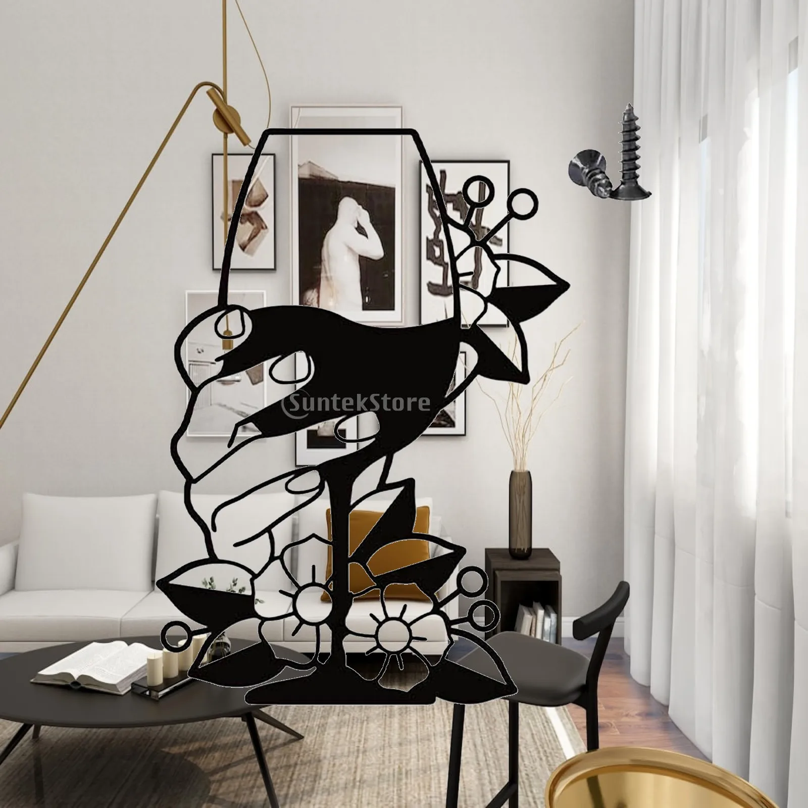 Iron Wall Hanging Ornament Cheers Design Black Metal Statue Figurine Artwork for Home Office Bookshelf Cabinet Decorative Gift