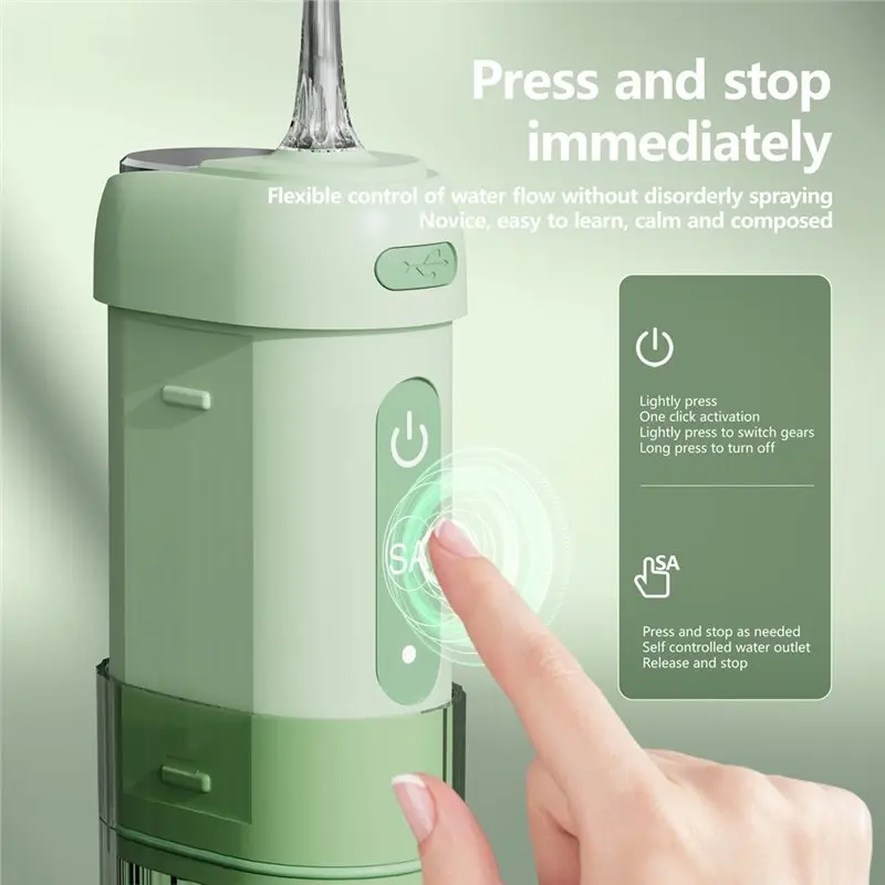 A94E-Irrigator Portable Water Flosser USB Rechargeable Water Jet Floss Tooth Pick 2 Jet Tip 200Ml Teeth Cleaner view 2