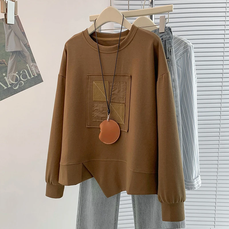 

Casual Loose Long Sleeve Overhead Sweatshirt T-Shirt plus Size Women's Fashion Spring Autumn New Style Comfortable Cotton Cit...