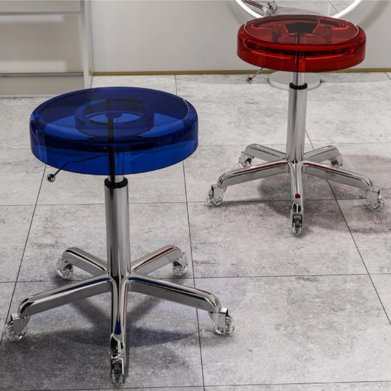 Stainless Steel Acrylic Rotating Stool for Bar Front Desk Hair Cutting Nail Beauty Mobile Lift Chair Five Claw Special