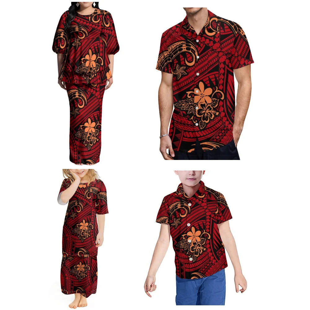 

Острова Фиджи, семейная одежда с принтом на заказ, сексуальный и облегающий женский костюм пулетаси, платье, мужская и повседневная рубашка для мальчиков