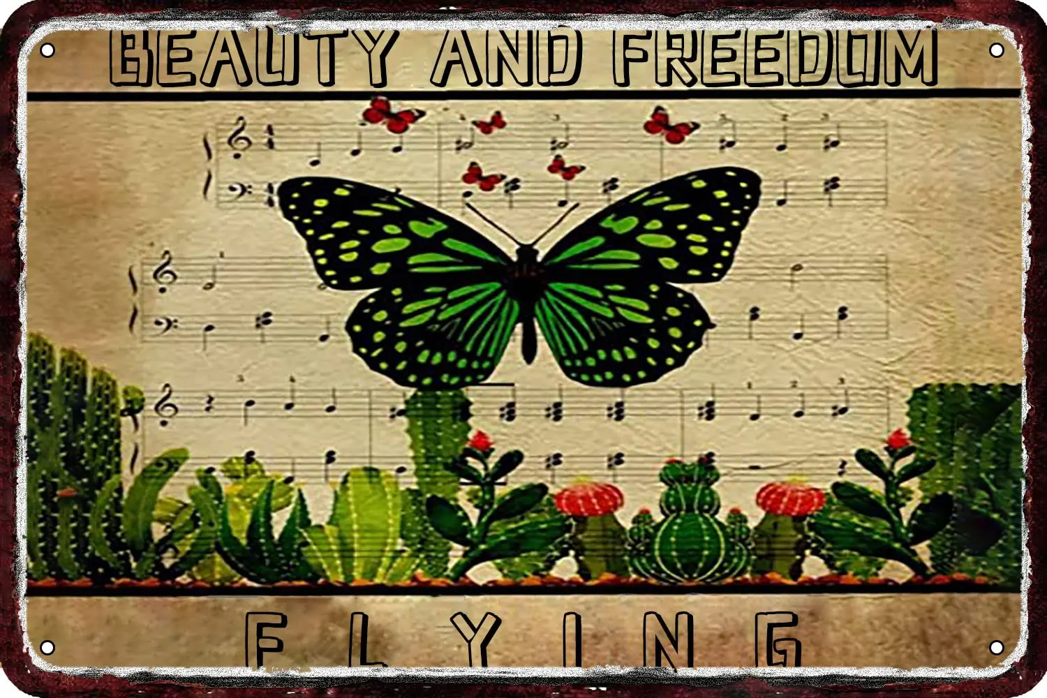 1PCS,Beauty And Freedom Flying Vintage Metal tin Sign Wall Decor Retro Art Funny Decorations for Home Man Cave bedroom