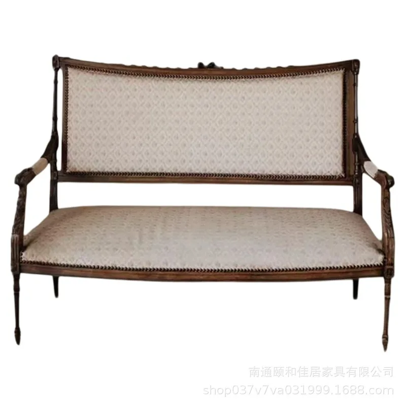 

Solid wood carving flower sofa chair American neoclassical gold old printed court leisure chair