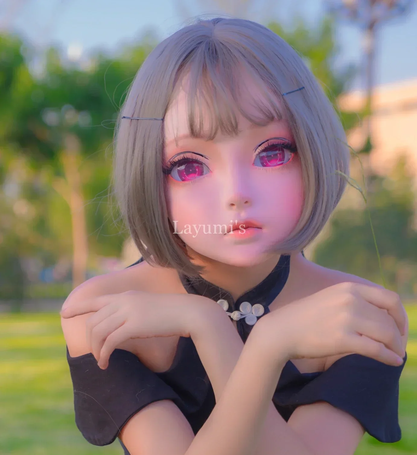 (JW-Mask 26) Handmade Cute Female/Girl Resin Half Head Cosplay Japanese Anime Role Play Lolita Kigurumi Mask Crossdresser Doll