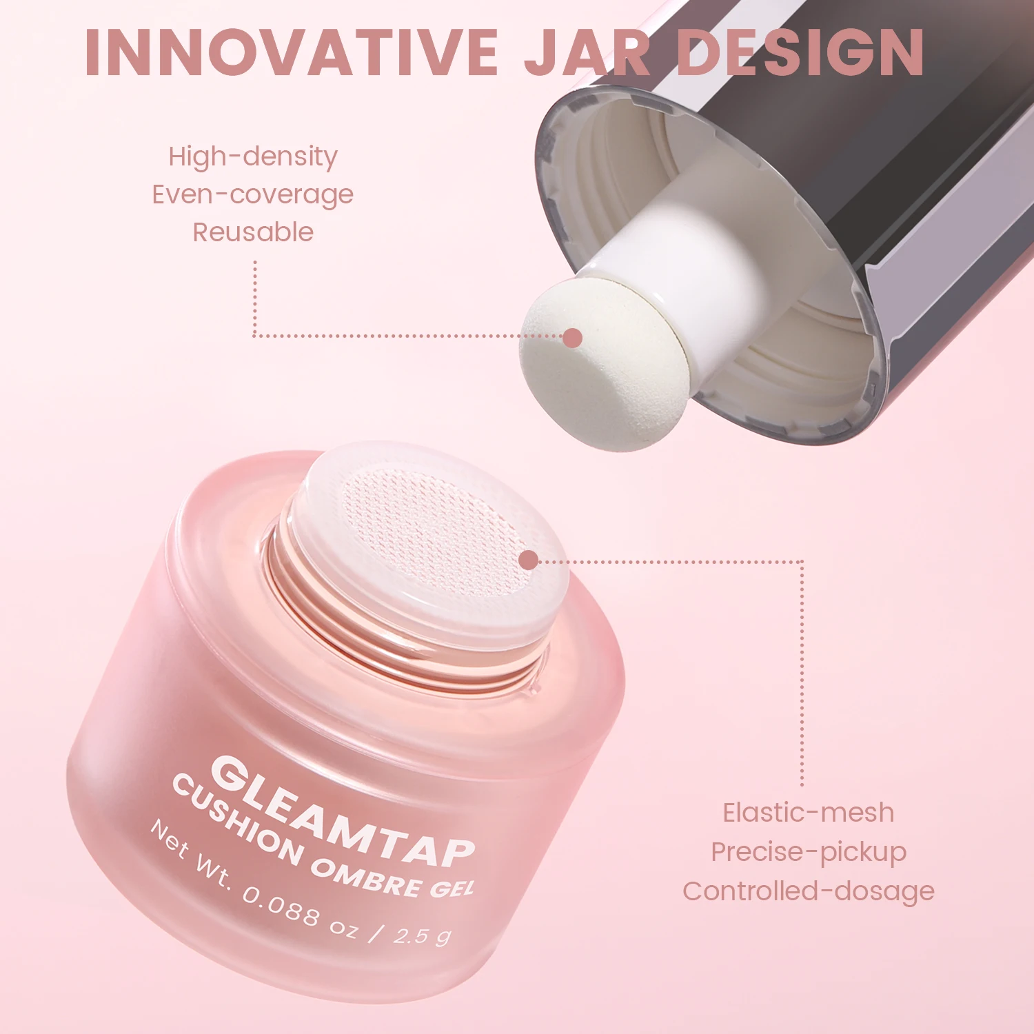 YOKEFELLOW GleamTap Cushion Ombre Painting Gel Schwämme Neon-Orange Hochpigmentiertes No-Wipe Gradient Pat Pat Gel Polish GT624 – Detail 4