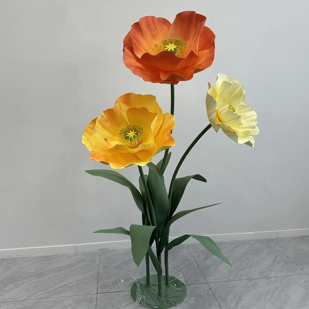 2 sets EVA Corn Poppy Artificial Flower Giant Flower for  Party Decorations Display Ornaments in the Shopping Mall