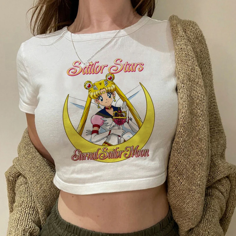 Camiseta de Algodón 100% con Estampado de Sailor Moon 'Eternal Sailor Moon' Estilo Spice Girl, Tendencia Urbana Verano 2026, para Hombre y Mujer