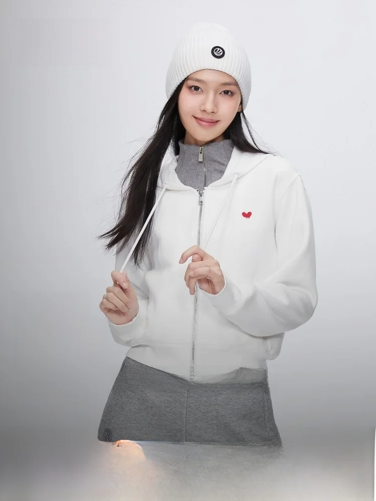 

Женская зимняя толстовка Bosideng с двойной молнией, новая модель, удлиненная, с капюшоном, однотонная, повседневная, модная