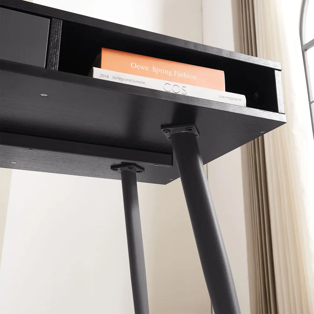 โต๊ะทำงานสไตล์มิดเซ็นจูรี่พร้อมพอร์ต USB และเต้ารับไฟฟ้า โต๊ะเขียนหนังสือสไตล์โมเดิร์นพร้อมลิ้นชัก สำหรับใช้ในโฮมออฟฟิศอเนกประสงค์