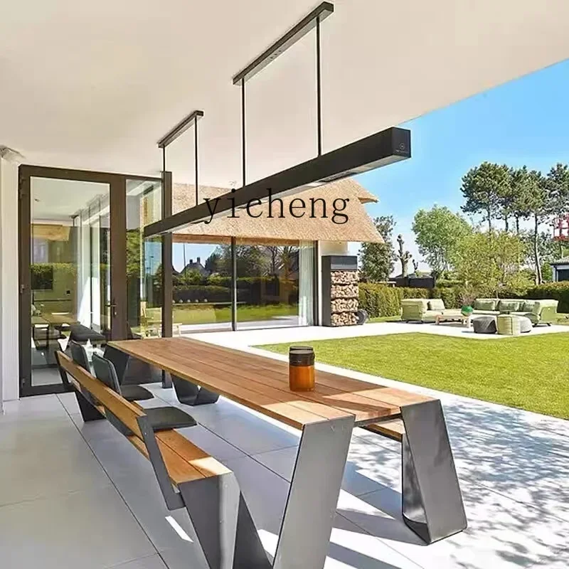 YY-Outdoor Desk-Chair Courtyard Terrace Aluminum Alloy Long Table Outdoor Garden Leisure Dining Table Park Bench