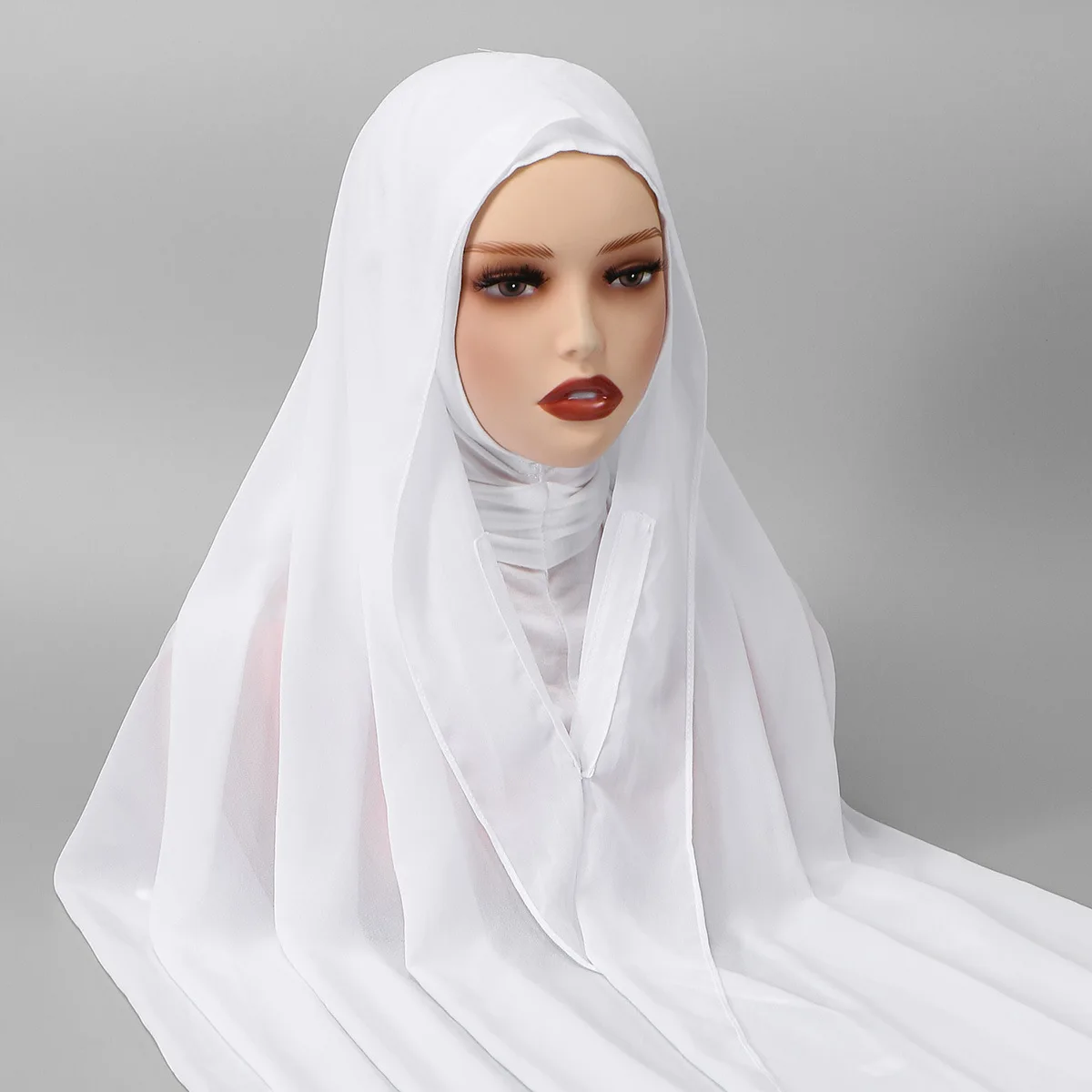 

One Piece Jersey Inderscarf Instant Chiffon Hijab With Magnetic Buckle Woman Muslim Hijab Scarf Islam Turban Headband Shawl Wrap