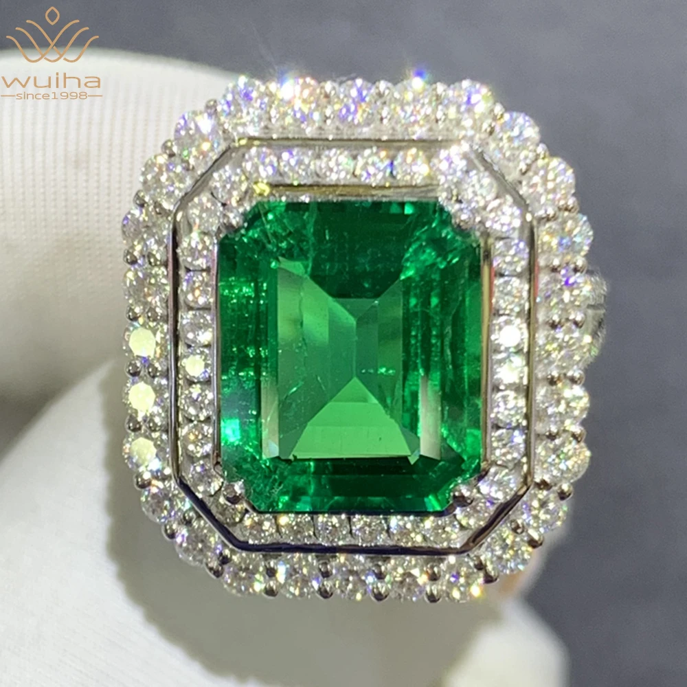 WUIHA Luxury 9K Gold 4.62CT GRC Colombia Emerald Gemstone Engagement Anniversary Ring for Women Gifts Fine Jewelry Drop Shipping