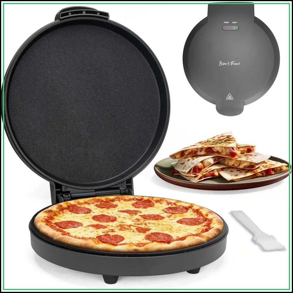 

12 Inch Pizza Maker, Electric Oven for Home, Non-stick Plates, 1400W, Graphite