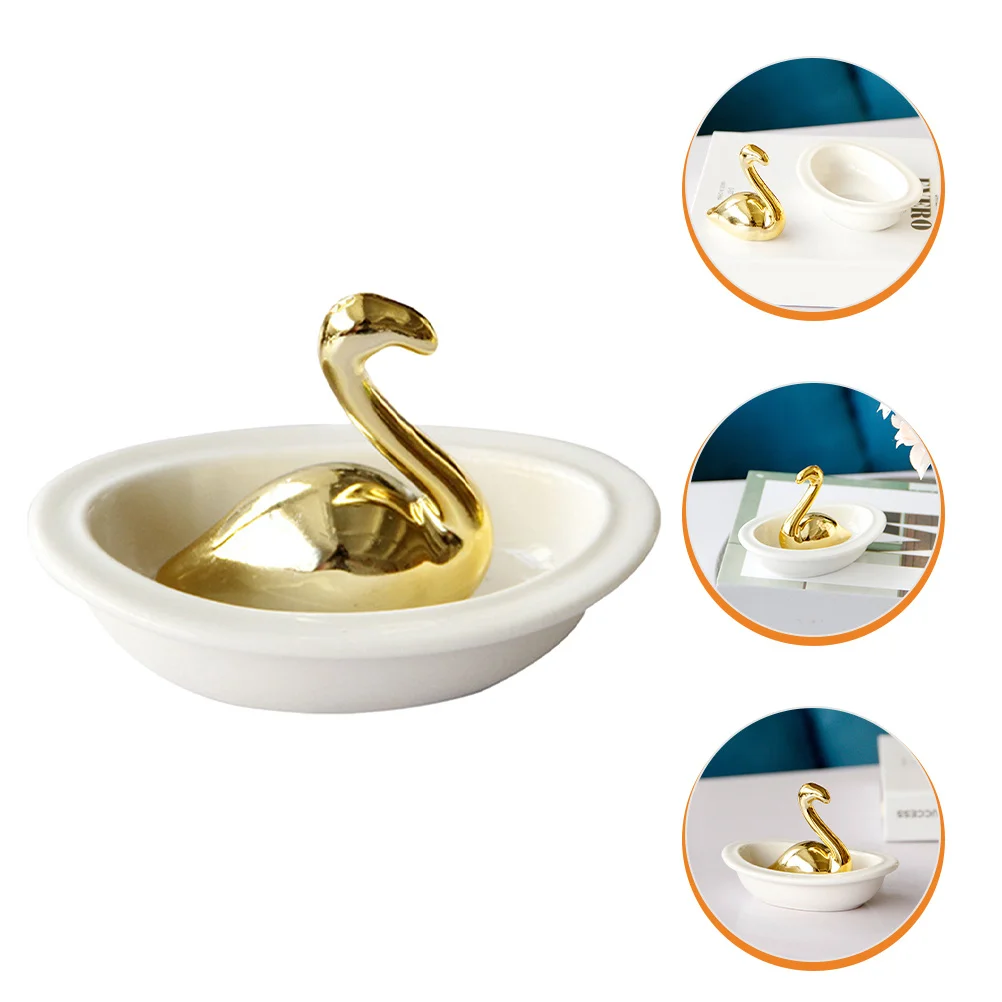 Ceramic Flamingo Jewelry Dish Jewelry Organizer Tray for Rings Earrings Necklace Storage Smooth Surface Decorative Tray