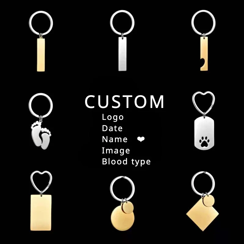 

Customized Birthday Anniversary Keychain Stainless Steel Laser Engraving Logo Key Chain Ring Personal Newborn Baby Keyring Gift