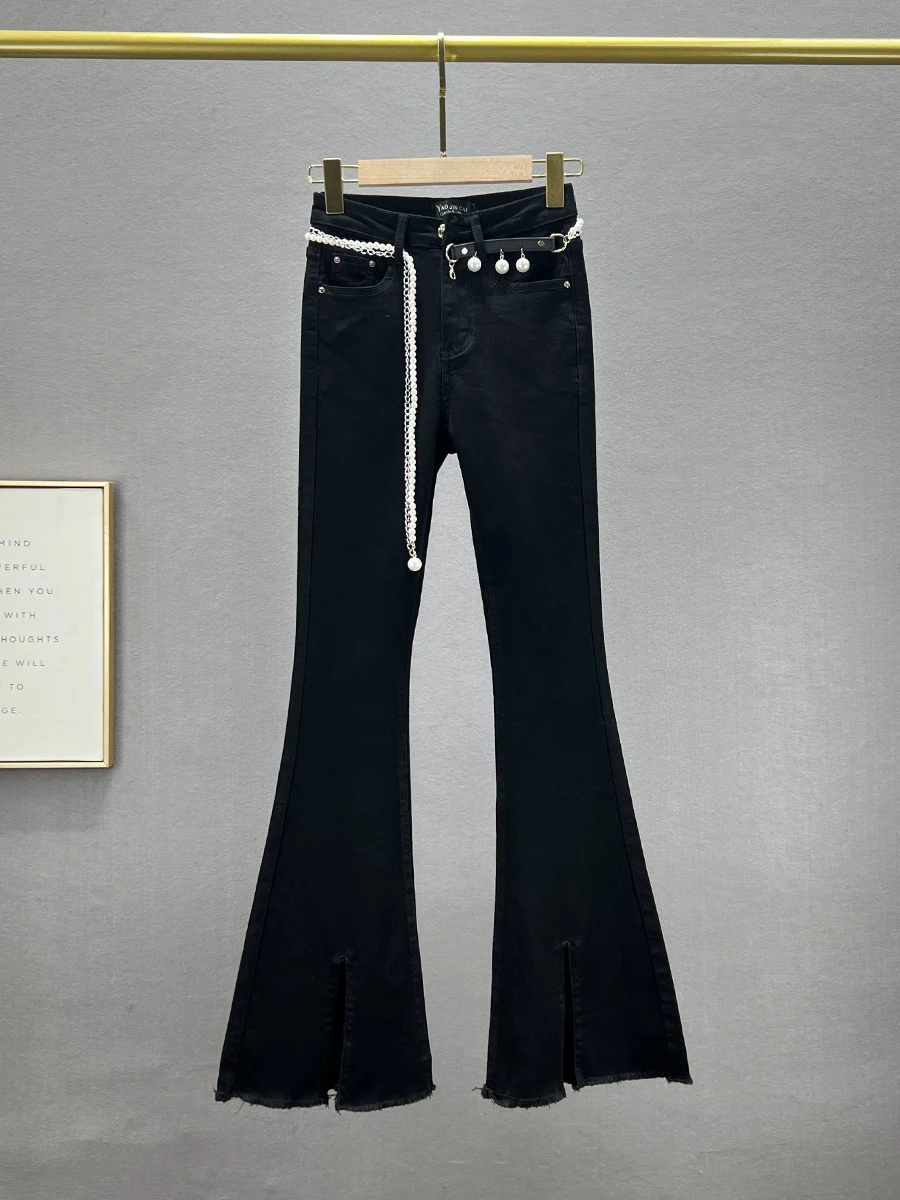 

High Waist Slim Fit Denim Micro Flared Pants Women's Faion Spring Autumn New Elastic Long Jeans European Sle Casual Wear