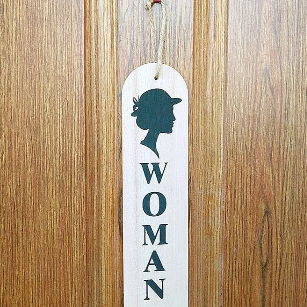 

2Pcs Wooden Toilet Sign Safe Material Creative Restroom Signs for Home Hotel Public Washroom Decoration Toilet Sign