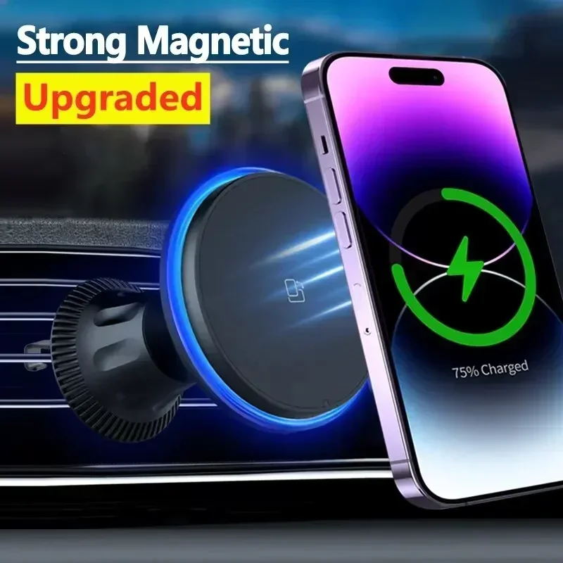 

Беспроводное магнитное зарядное устройство RGB 2026 для iPhone 12 13 14 15 16 17 Pro Max, автомобильный держатель-подставка для телефона, станция быстрой зарядки