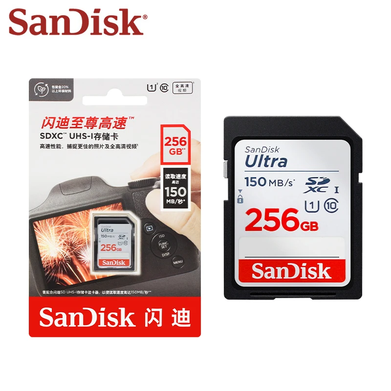 Sandisk SD Card Ultra 32GB SDHC 64GB 128GB 256GB SDXC Flash Secure Digital Memory Card Reading up to 120MB/S C10 Storage Card