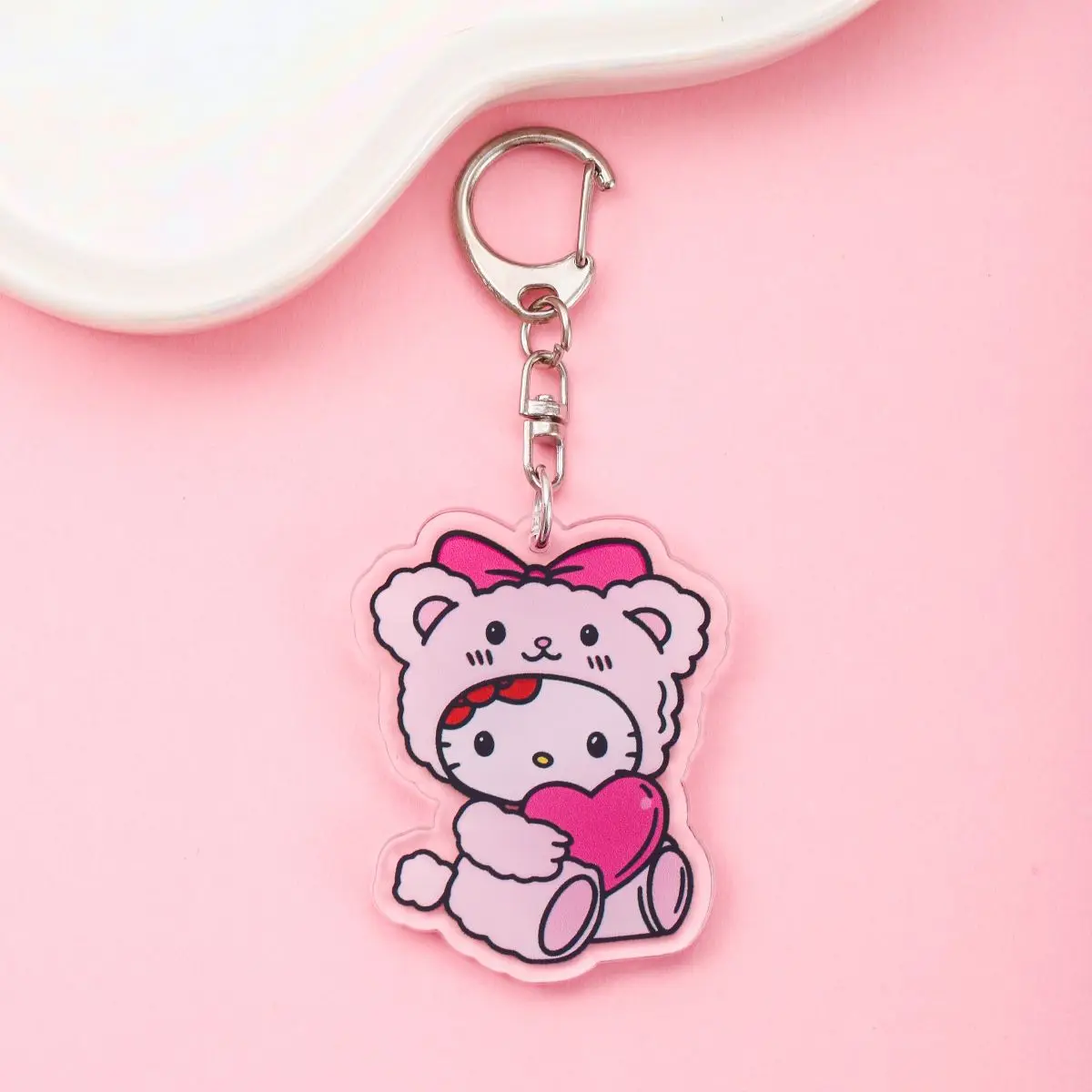 Anime hello kitty acrílico chaveiro accessaries dos desenhos animados engraçado saco pingente presente bonito saco charme chaveiro amigos fãs presentes