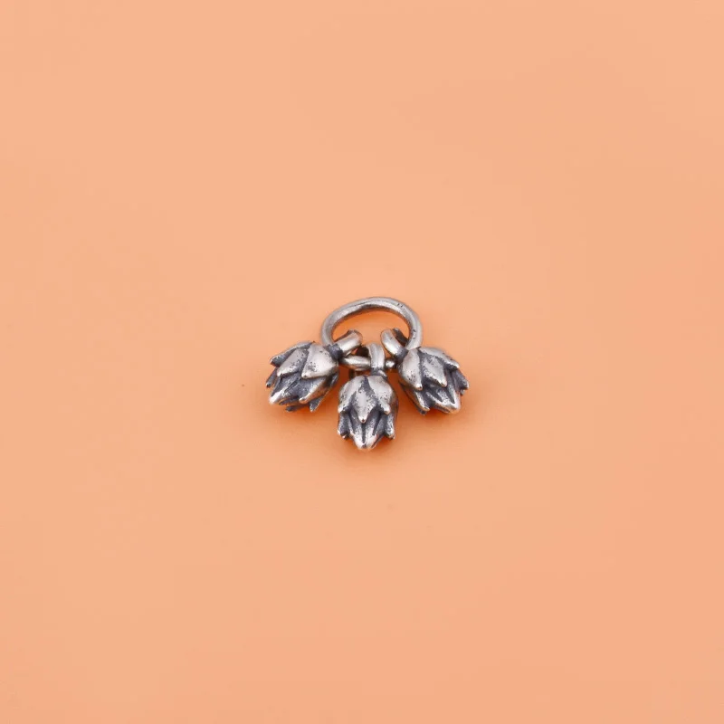 S925 sterling silver flower buds small pendant handmade DIY making ring bracelet necklace material jewelry accessories