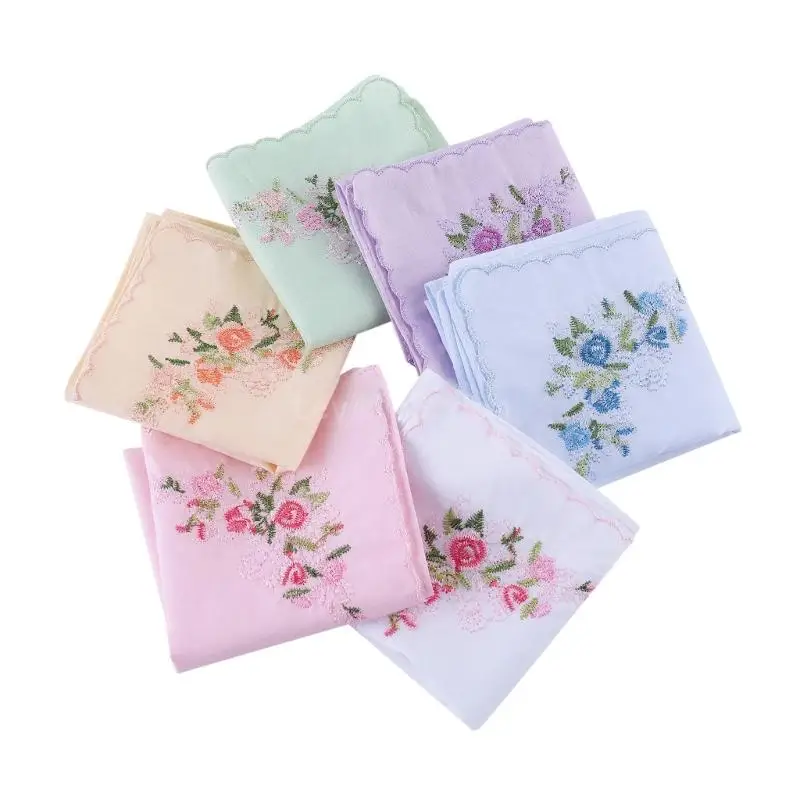 Floral Embroidery Sweat Wiping Handkerchief for Kids Men Women Elderly Handkerchief Pocket Handkerchief for Wife Mom