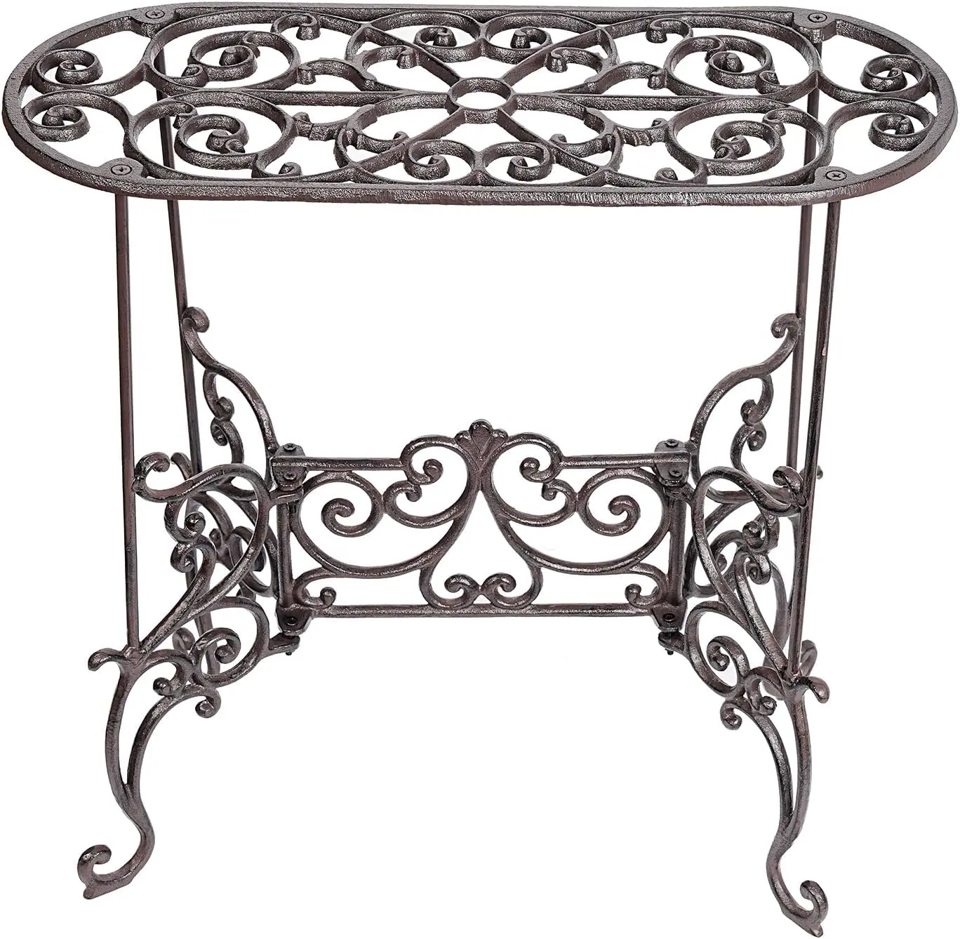 Vintage Cast Iron Plant Stand - 22.6IN Metal Shelf for Indoor Outdoor Decor, Holds Pots Vases Books