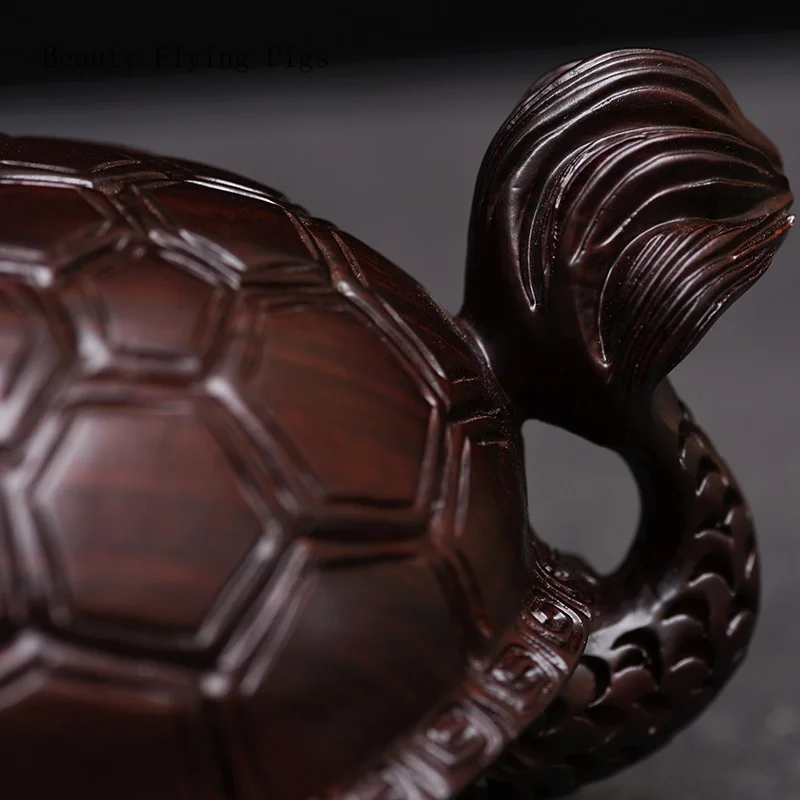 High grade ebony carved dragon turtle ornaments, office furniture, living room, mahogany handicrafts feng shui  Animal