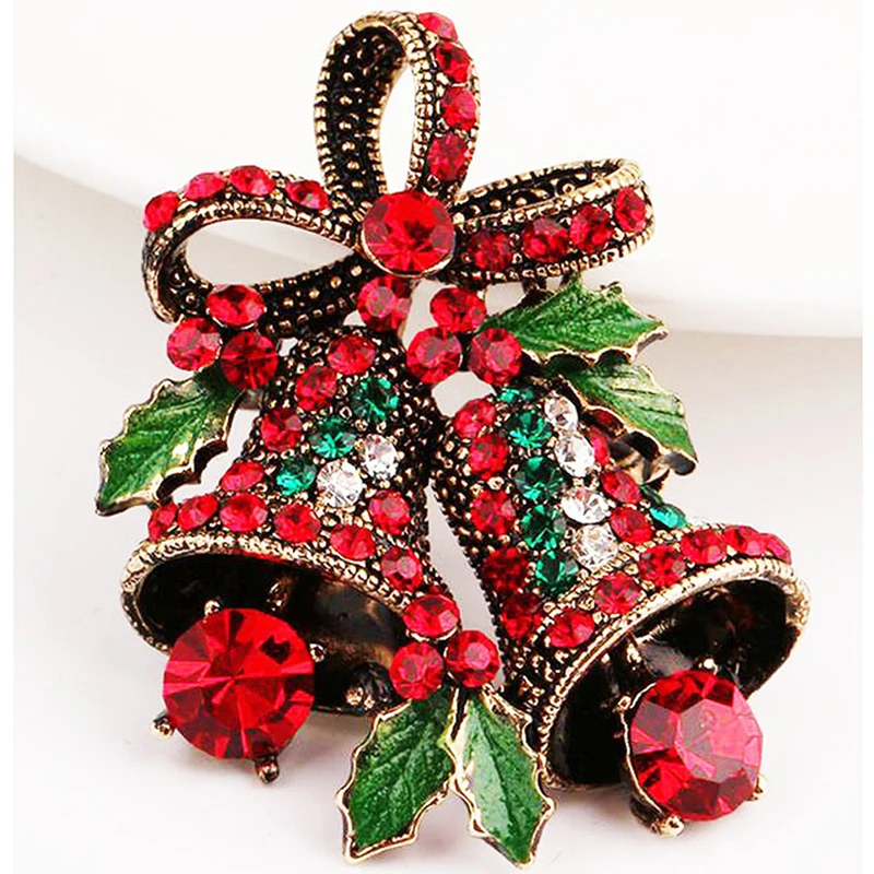 Pin bros setelan natal hadiah kreatif pita korsase Premium antik lonceng bros Natal mode dekorasi perhiasan pesta