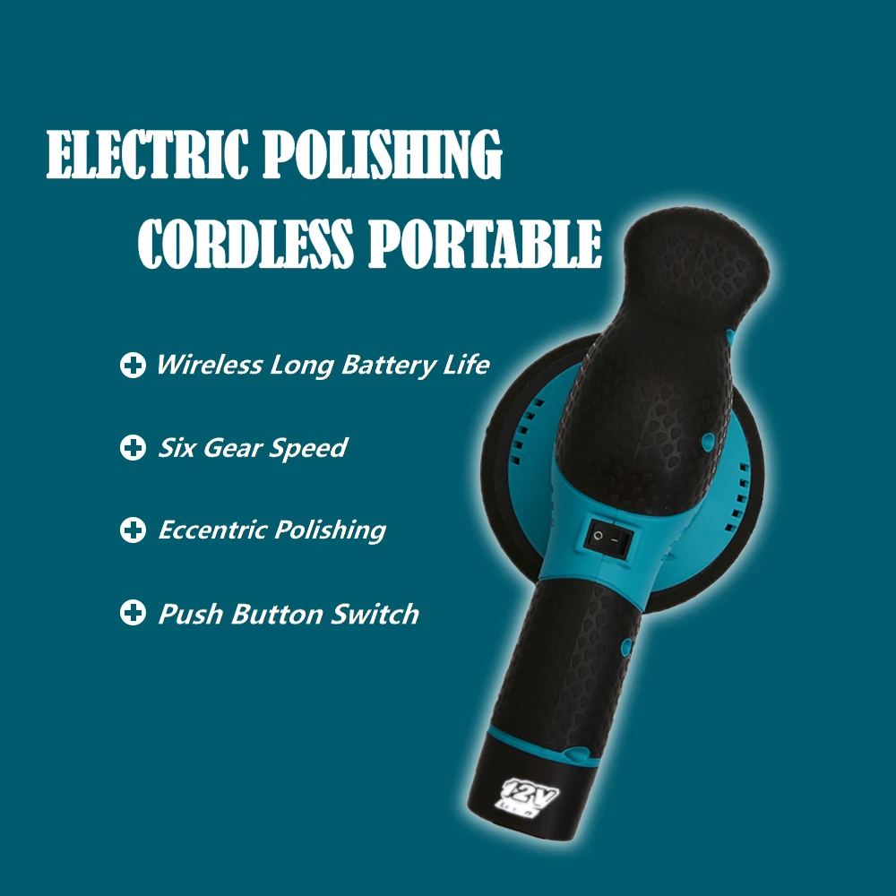 Car Shield 6 Inch Portable Cordless Polisher 12V Battery 9mm Orbit Polishing Machine with 6 Adjustable Speed Fast Charging